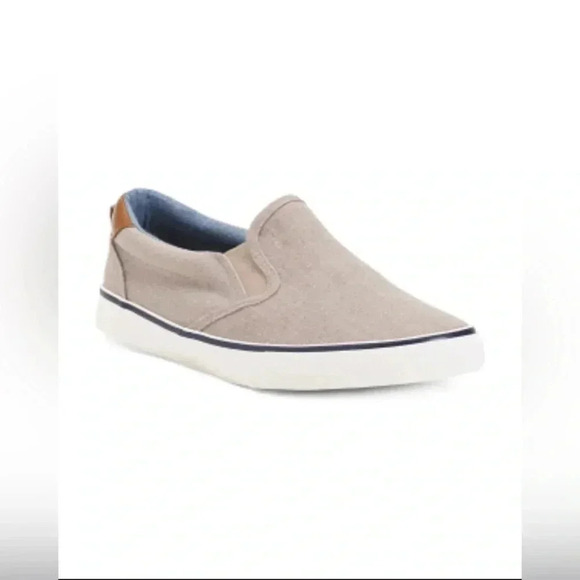 Boys US Sports Brand Slip On Canvas Shoes Size 1 Taupe Gray Good - Picture 1 of 7
